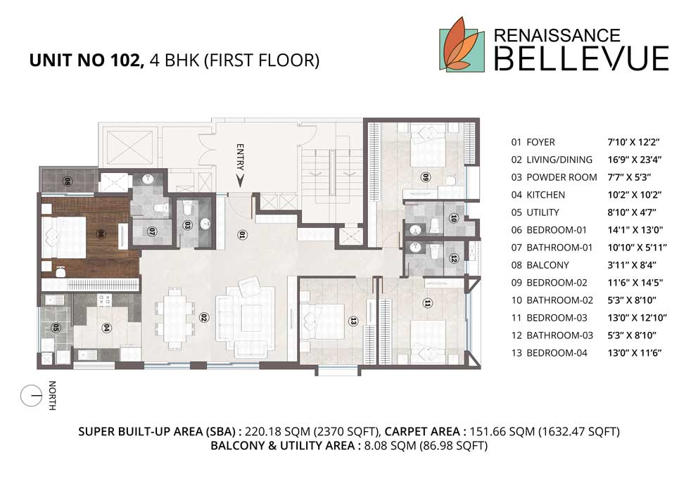 Renaissance Bellevue Floor Plan Unit 102